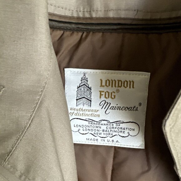 Vintage London Fog Maincoat 16 Reg‎ Tan Trench Coat Removable Liner 60s No Belt - Picture 4 of 12
